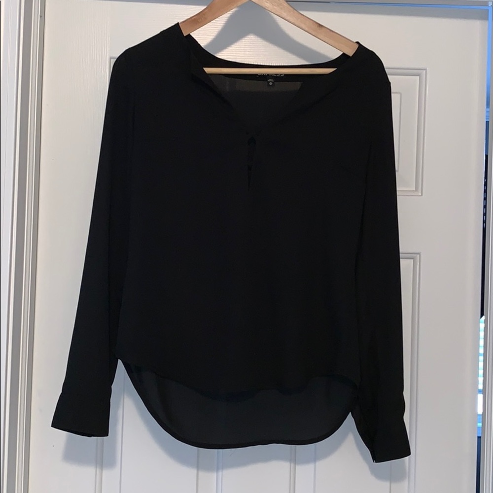 Long sleeve black see through blouse